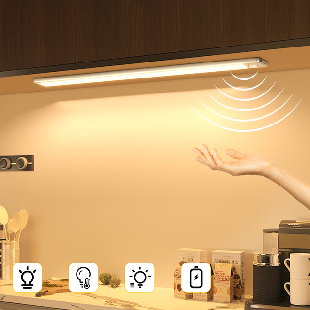 Aluminum USB Human Sensing Cabinet Light Silver Tri Color Endless Dimming Led Motion Sensor Light/Led Cabinet Lights/Led Lights