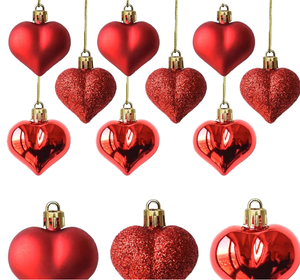 Valentine's Day Gift Eco-Friendly <b>Mini</b> Heart-shaped Plastic PET/PS Pendant 4.5cm Electroplated Ornament <b>Christmas</b> <b>Tree</b> - Product Image 1