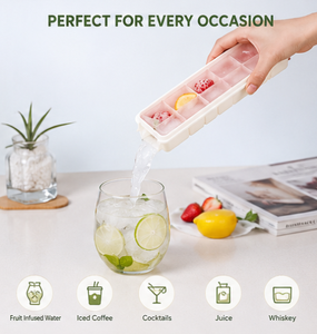 Bac à glaçons empilable en silicone sans BPA avec couvercle hermétique, moule à glace réutilisable de qualité alimentaire pour boissons - Product Image 5