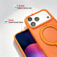 Coque de protection antichoc en TPU pour iPhone 16 Pro avec anneau magnétique intégré et béquille, découpes précises