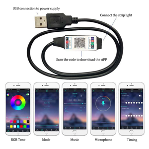 بلوتوث USB 5V ، 12LEDs/<span class=keywords><strong>m</strong></span> CE RoHS 10m 20m 30mمصباح شريط ذكي للتحكم بالبلوتوث - Product Image 3