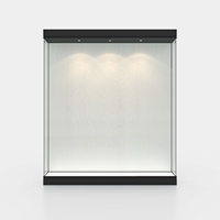 Vitrines d'antiquités personnalisées, design en bois, grande vitrine murale en verre noir avec bande LED