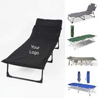 Lit de camping pliable ergonomique avec matelas rembourré, lit de couchage inclinable réglable, lit de camp robuste noir pour la sieste au bureau