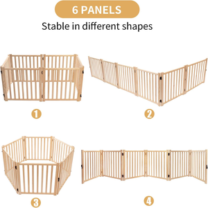 Wooden Freestanding <b>Dog</b> <b>Gates</b> <b>for</b> The House,Doorways, <b>Stairs</b>,Wood <b>Dog</b> Fences Indoor Pet <b>Gate</b>,Step Over Fence-6 Panel - Product Image 6