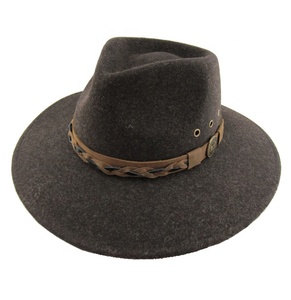 Venta al por mayor de fábrica Venta caliente personalizado hombres mujeres fieltro de lana rígida Fedora sombrero de ala grande - Product Image 1