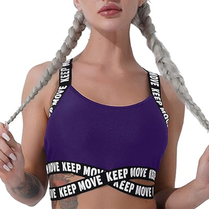 Personnalisable Spandex / Polyester Femmes Lettre <span class=keywords><strong>Croisé</strong></span> <span class=keywords><strong>Dos</strong></span> Rembourré Bretelles <span class=keywords><strong>Soutien</strong></span> Gym Yoga Sport Soutiens-<span class=keywords><strong>Gorge</strong></span> - Product Image 1