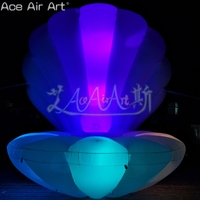 Elegante concha de OSTRA inflable con perla LED brillante para eventos de fiesta, cabina de DJ inflable y fondos de boda