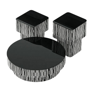 Modern Simple Creative Round Square Coffee <strong>Table</strong> Combination Living Room <strong>Small</strong> Apartment <strong>Black</strong> Glass Round Coffee <strong>Table</strong> - Product Image 6
