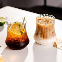Gobelet moderne en verre borosilicate transparent de 18 oz, à paroi côtelée, pour eau, jus glacé, café, cocktail, maison, restaurant