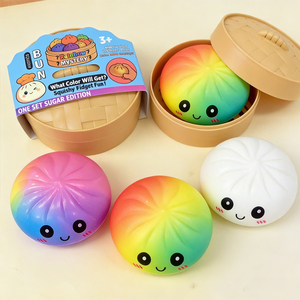 Wholesale Colorful Squishy Dumpling PU Smile Face Bun Mystery Box Blind Box <b>Squeeze</b> Toys 8.5CM Anxiety Relief for Kids & Adults - Product Image 2