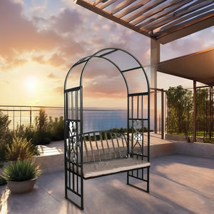 Arche de jardin en <span class=keywords><strong>fer</strong></span> <span class=keywords><strong>forgé</strong></span> avec siège, résistante à la pourriture, écologique, garantie 3 ans, arche de fleurs de mariage, <span class=keywords><strong>pergola</strong></span>, tonnelle - Product Image 4