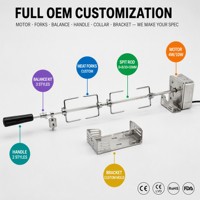 Kit Moteur de Rôtissoire pour Barbecue, Moteur AC 4W, Fourches Réglables, Accessoire de Grillade Extérieur