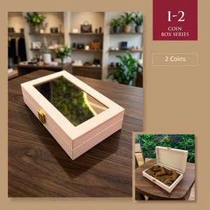 Boîte à monnaie rectangulaire en bois écologique avec couvercle en verre, faite à la main pour le rangement d'objets d'art et de collection, capacité de 2 pièces de monnaie - Product Image 1