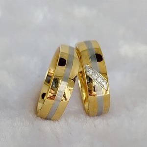 Occidentale Designer negozio di gioielli fabbrica 14k oro placcato in acciaio inox <span class=keywords><strong>fedi</strong></span> classiche coppia set Bague Anillos Eheringe - Product Image 3