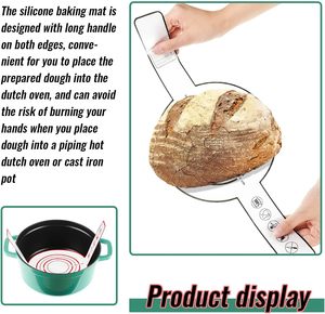 Lisen Reusable <b>Silicone</b> Bread <b>Baking</b> Mat Kit with Bread Sling and Long Handle for Dutch Oven - Product Image 5