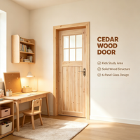 Rustic Solid Fir Wood Lattice Door Eco Natural Timber Door for Vintage Homestay Renovation