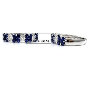 Hong Kong vente en gros magnifique raffiné nouveau 18K solide or blanc classique mariage vrai diamant gemme bleu saphir bague femmes - Product Image 2