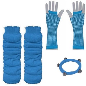 Ensemble de fête des années 1980 Costumes de vacances jouer accessoires <span class=keywords><strong>Photo</strong></span> gants résille colorés Bracelet genouillères cheveux cravate ensemble 80s gants résille - Product Image 3