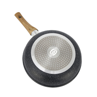 Ensemble de poêles de cuisine avec revêtement en granit, compatible induction, antiadhésif, avec poignée en bakélite à texture bois