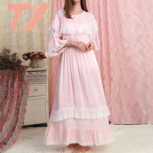 Magnifiques chemises de nuit sexy pour filles, robe de nuit d'<span class=keywords><strong>allaitement</strong></span> pour femmes, pyjama rétro en <span class=keywords><strong>coton</strong></span> vert, robe longue pour dormir, chemises de nuit - Product Image 3