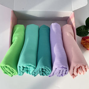 YOMO verano Color mujer liso crepé HIjabs gasa bufanda suave chales musulmán arrugado envuelve diadema personalizar caja de regalo Foulard - Product Image 3