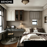Ensemble de meubles de chambre à coucher de style américain, armoire murale à portes cintrées, bureau d'étude en pierre, rangement multifonctionnel pour villa, hôtel, appartement