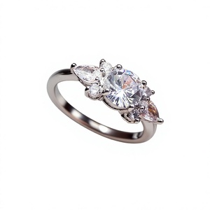 Bague Fermée en Zircon Cœur Papillon pour Femme, Plaqué Platine, Faux Perle, Bijou de Luxe Tendance pour Usage Quotidien - Product Image 3