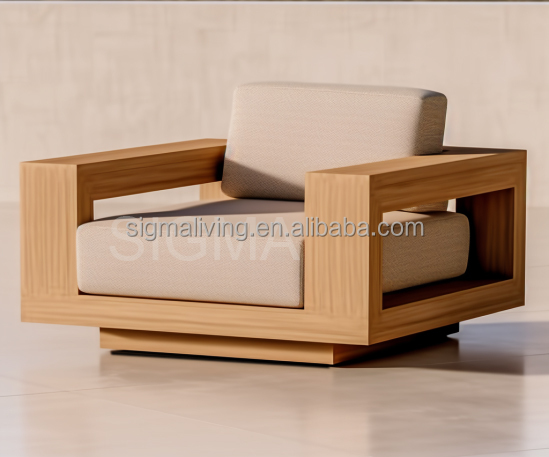 Customize luxury modern garden furniture set patio teak wood outdoor modern outdoor sofa