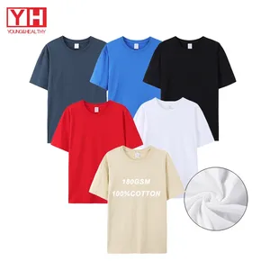 Camiseta masculina de manga curta unissex personalizada, camiseta de tamanho grande lisa de marca personalizada de alta qualidade com baixo MOQ