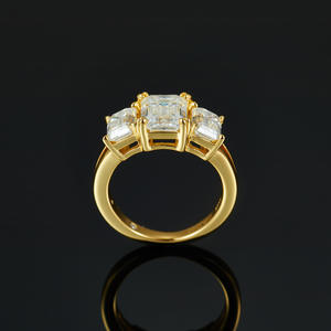 Bagues de luxe en moissanite pleine taille émeraude 6*8MM VVS <span class=keywords><strong>avec</strong></span> <span class=keywords><strong>argent</strong></span> 925 plaqué or, anti-ternissement, étanches, bijoux pour hommes - Product Image 5