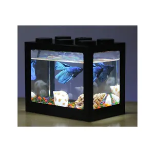 1 Bán Buôn Acrylic Máy Tính Để Bàn Aquarium Mini Fish Tank Nhựa Aquarium Ma Thuật Nhựa Lego Vật Nuôi Nhà Lego Fish Tank