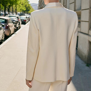 Blazer élégant pour femme, coupe décontractée, col châle, devant ouvert, couleur ivoire, costumes et blazers pour femmes - Product Image 3