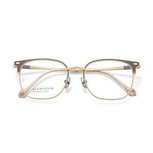 Montures de lunettes pour hommes Danyang en aluminium et magnésium, design titane couleur unie, monture métallique linéaire quadrilatère 2471 - Product Image 4