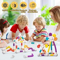 66 Piezas de Bloques de Construcción Magnéticos Telescópicos de Plástico, Juguetes Educativos STEM, Kit de Construcción Creativa para Niños de 3+ Años, Niños y Niñas