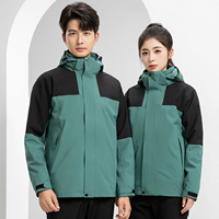 Blouson de travail unisexe 3-en-1 automne/hiver, coupe-vent, imprimé délavé, chaud, doublé polaire, avec capuche amovible