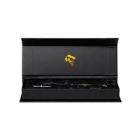 Boîte cadeau rigide noire de luxe personnalisée en forme de livre avec logo en feuille d'or, fermeture magnétique, doublure en éponge, emballage haut de gamme