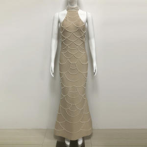 カスタムパールホルターネックフロアレングスドレス用エレガントマーメイドロングブラックイブニングドレスプロムドレス女性パーティー服XS - Product Image 2