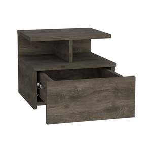 Table de chevet moderne DB Flopini avec un tiroir finition noyer foncé bois de pin massif assemblé pliable pour chambre à coucher appartement - Product Image 4