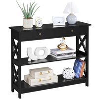 Petite table d'appoint étroite en bois moderne pour canapé, table console moderne noire pour entrée et salon avec étagère de rangement