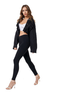 <span class=keywords><strong>Veste</strong></span> <span class=keywords><strong>en</strong></span> <span class=keywords><strong>jean</strong></span> décontractée, mode avec boutons délavés, coupe <span class=keywords><strong>courte</strong></span>, tissus denim vintage, vestes personnalisées pour femmes - Product Image 4
