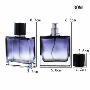 ขวดน้ำหอมแก้วหรูหราสีน้ำเงินไล่เฉดขนาด 30 มล. ขวดสเปรย์แบบเติมได้ เครื่องพ่นน้ำหอมพกพาสำหรับเดินทาง - Product Image 3