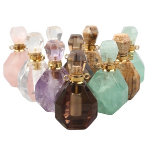 Bouteilles de parfum en cristal de haute qualité en forme de losange, pierres précieuses naturelles, huile essentielle - Product Image 1