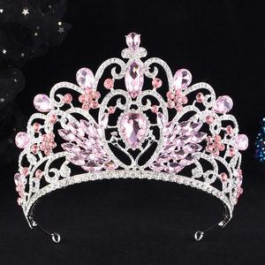 Couronne de mariage royale victorienne en rubis, diadème de mariée orné de filigrane doré, couronne de reine en cristal, diadème de mariage pour événements spéciaux - Product Image 1
