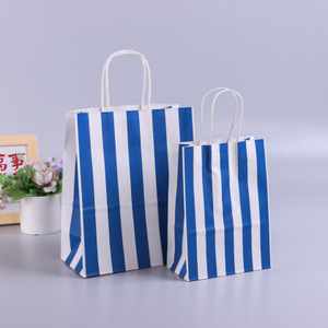 Wholesales Stripes Kraft Paper <b>Carrier</b> <b>Bag</b> with Round Rope Handle <b>for</b> Craft Boutique Dessert Food Gift <b>Storage</b> Packaging <b>Bags</b> - Product Image 4