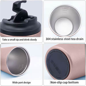 Taza de café de nuevo diseño, 240ml/8oz, doble aislamiento al vacío, taza de café de acero inoxidable 304, Mango antideslizante, tapa plegable a prueba de fugas - Product Image 3