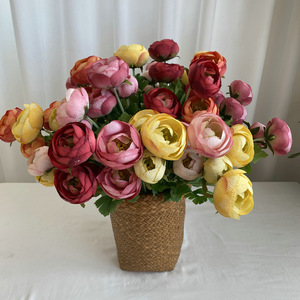ดอกพลัมประดิษฐ์ 3 หัว สีส้มแดง ของ Meiyu Crafts ช่อดอกไม้สำหรับตกแต่งบ้าน ถ่ายภาพงานแต่งงาน - Product Image 3