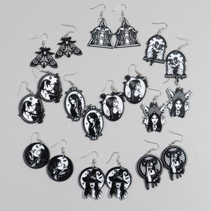 Gothic Hit perhiasan gelap geometris akrilik anting menjuntai Ular pesta Halloween menakutkan penyihir hantu cantik pengantin untuk wanita hitam FS - Product Image 2