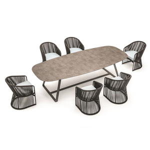 Sillas de Jardín Modernas de Alta Gama, Impermeables, con Protección Solar, de Aluminio y Ratán PE, Juego de Muebles de Patio con Mesa y Sillas, de Fábrica - Product Image 4