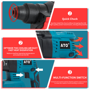 ATO A8061 outils électriques professionnels, <span class=keywords><strong>perceuse</strong></span> sans fil à batterie Rechargeable 1500mah ROHS <span class=keywords><strong>parkside</strong></span> <span class=keywords><strong>perceuse</strong></span> à marteau sans fil - Product Image 5