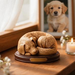 Urna Funeraria de Resina para Mascotas, Diseño Rústico Personalizado de Golden Retriever, Escultura Ecológica para Adultos y <span class=keywords><strong>Bebés</strong></span>, Recuerdo Perenne de un Compañero Canino - Product Image 1